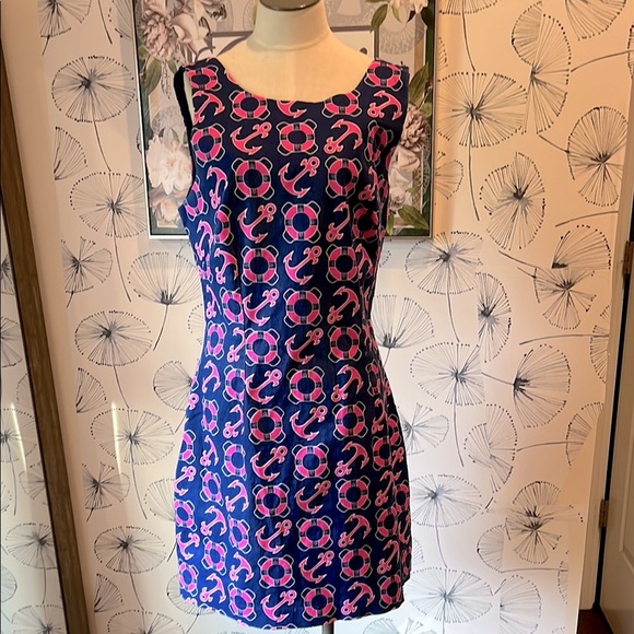 Macbeth collection L Pink and White Sleeveless Sheath Mini Dress - Picture 2 of 3